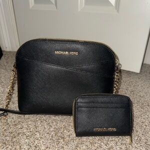Michael Kors Black Saffiano Leather Crossbody with Card Holder